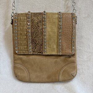 Silverake Elegant Silver Rhinestone Multi Pattern Crossbody Purse Adjustable‎